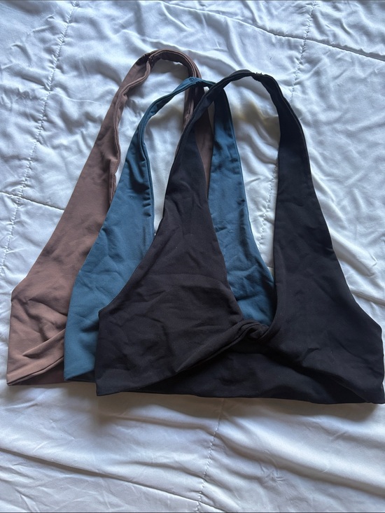 Intimately By Free People Other - Intimately FP Round Two Twisted Halter Bralette-set of 3(Black, Blue, and Taupe)